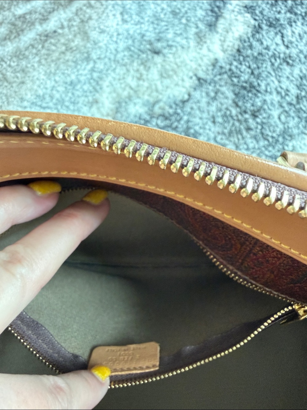 Etro Dark Brown Leather Satchel with Tan Handles - Picture 8 of 16